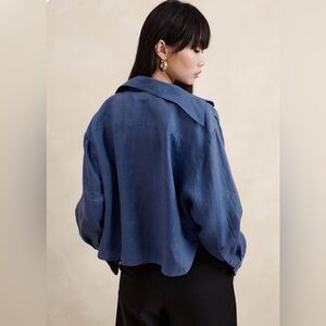 Banana Republic boxy cropped linen shirt